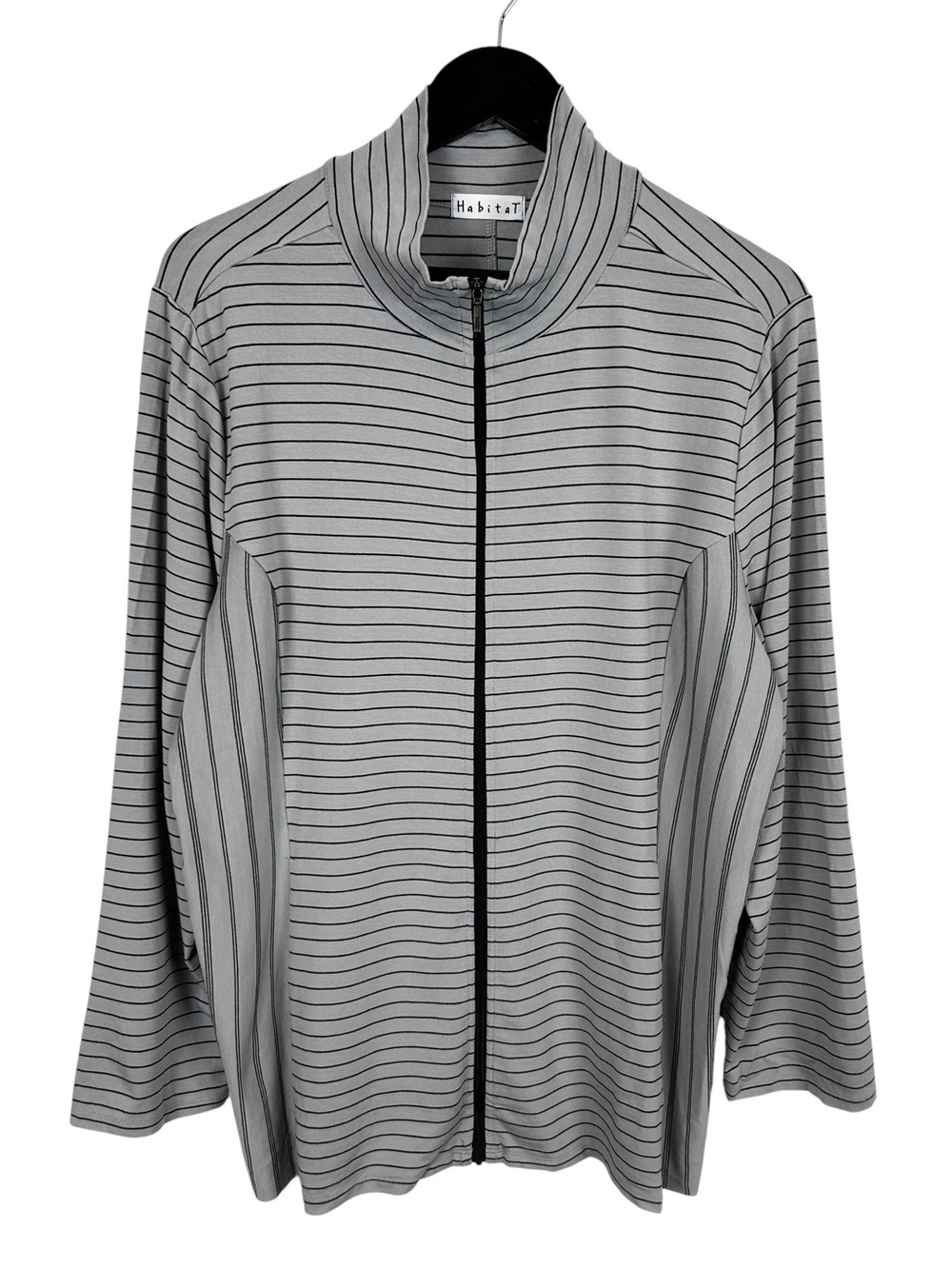 Habitat Full Zip Jacket Long Sleeve Stretch Knit Women's Size X-Large Grey/Black